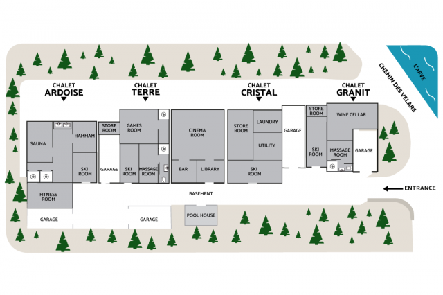 PLAN SOUS-SOL CHALETS LES RIVES - EN
